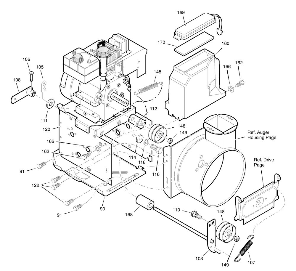 Frame Diagram and Parts List for 629104X89C 2001 Briggs and Stratton Snow Blower